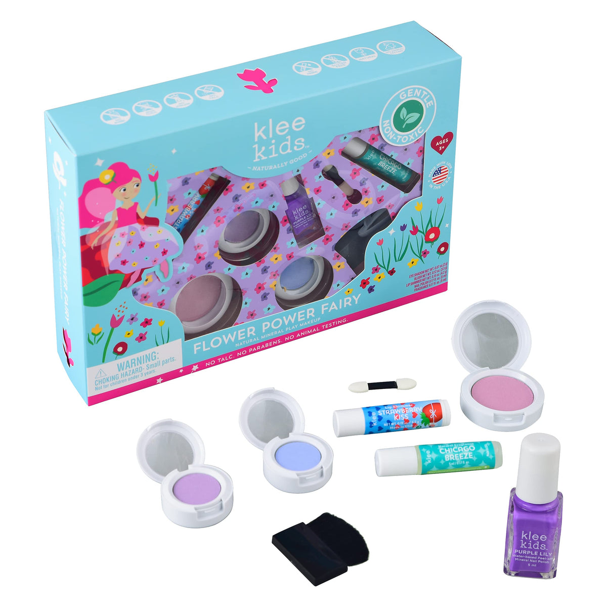 Klee Naturals Flower Power Fairy eye shadows in purple lilac for shimmering color.