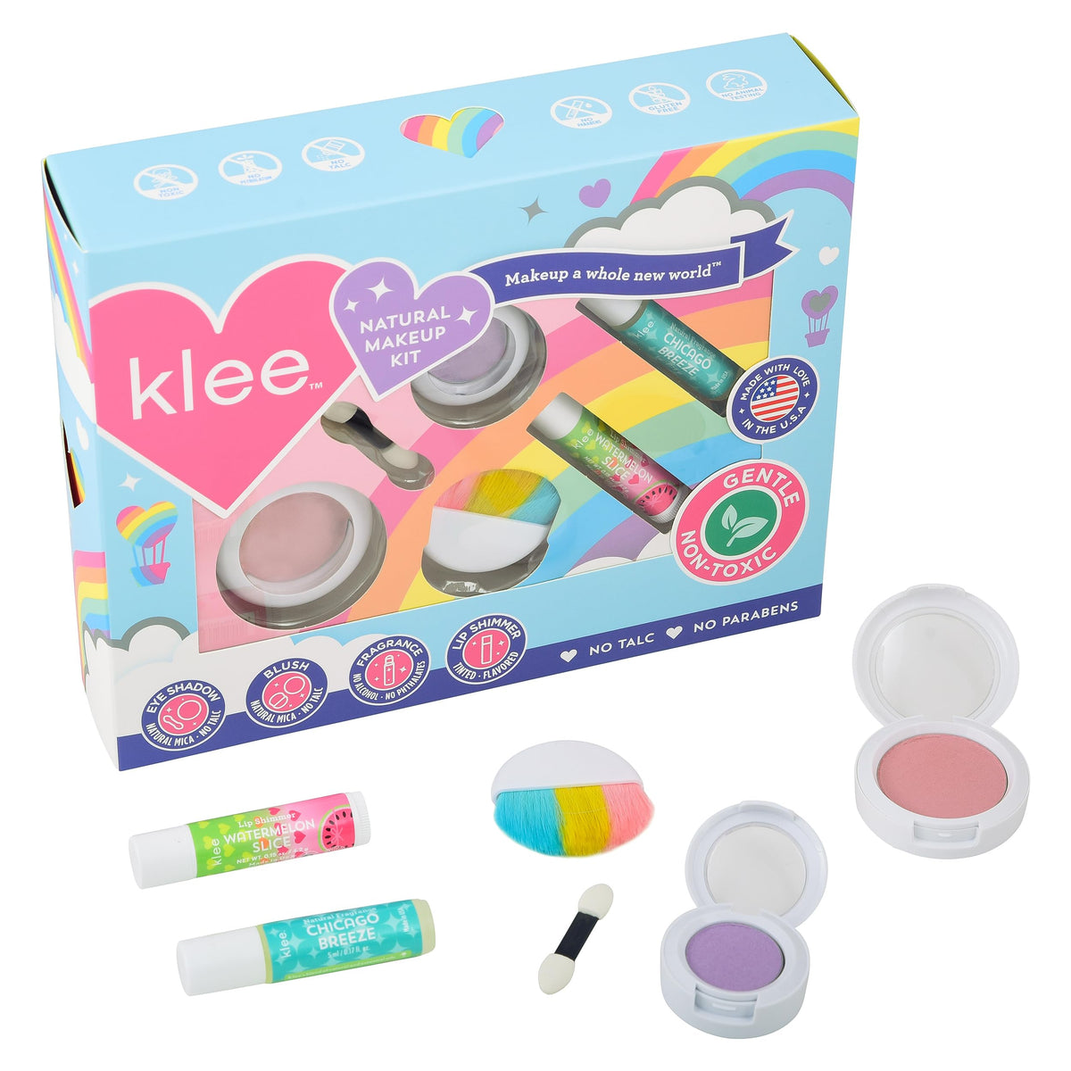 Klee Naturals mineral makeup kit eye shadow application showing soft color