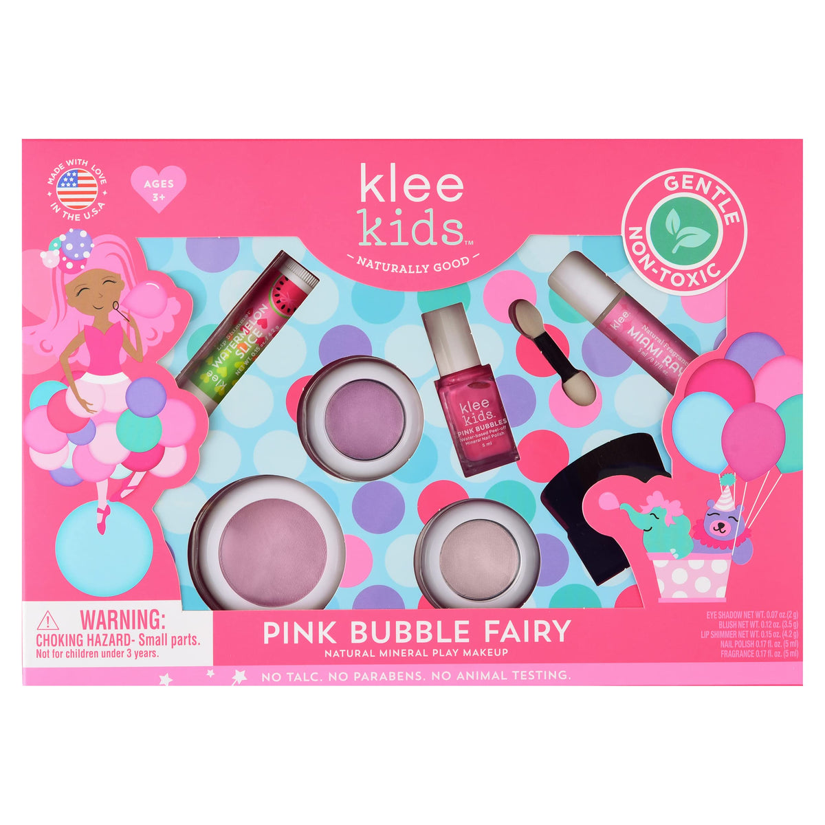 Klee Naturals Pink Bubble Fairy eyeshadow for gentle sparkle