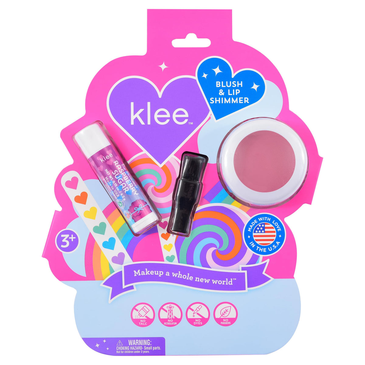 Klee Naturals Seabreeze Spark blush compact with mineral color for a gentle, non-toxic look.