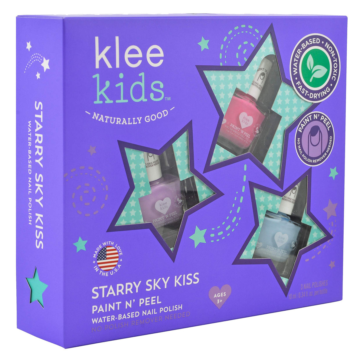Klee Naturals Starry Sky Kiss Austin bottle with vivid color for playful nails