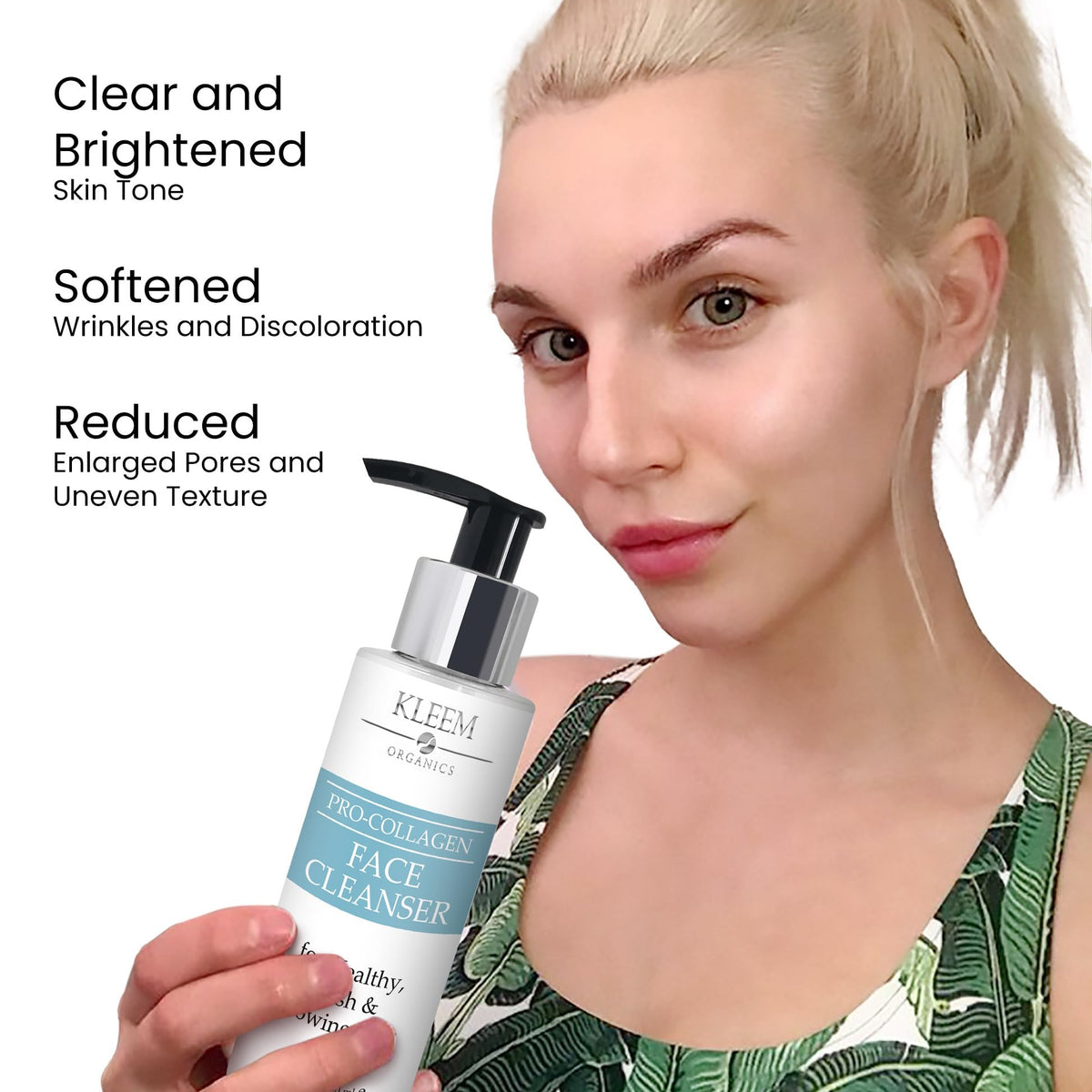 Kleem Organics benefits image shows visible pore refinement after continued use.