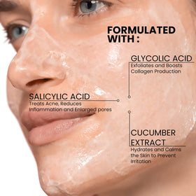 Kleem Organics formula with glycolic and salicylic acids promotes brighter, clearer pores.