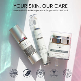 Kleem Organics Night care routine set in soothing packaging promotes calm skincare.