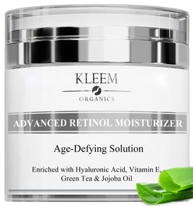 Kleem Organics Retinol Night Cream bottle seen for overnight hydration and gentle nourishment.
