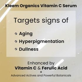 Kleem Organics serum texture close-up shows a smooth, light finish