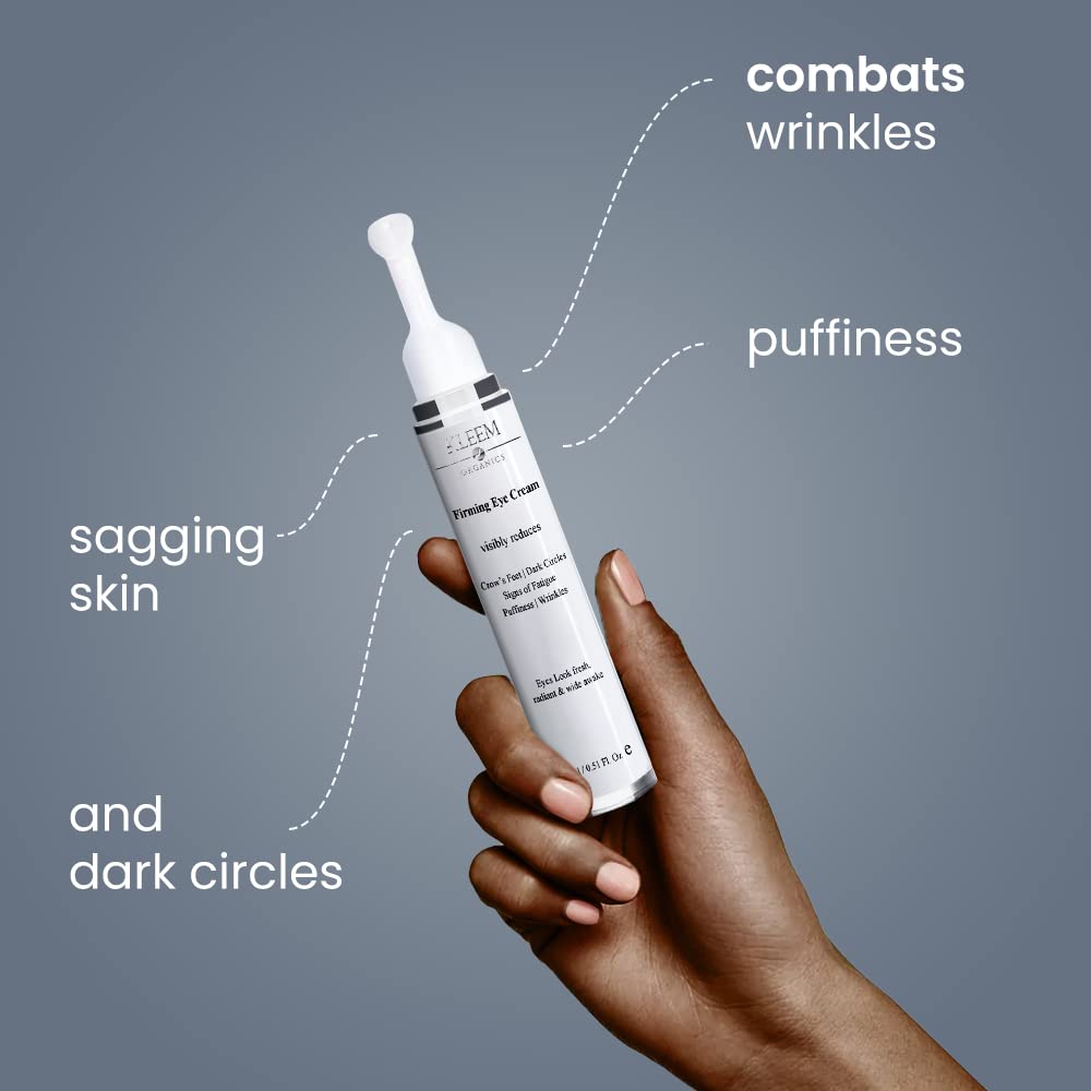 Kleem Organics under eye cream texture swirl highlights lightweight hydration for makeup-ready skin.