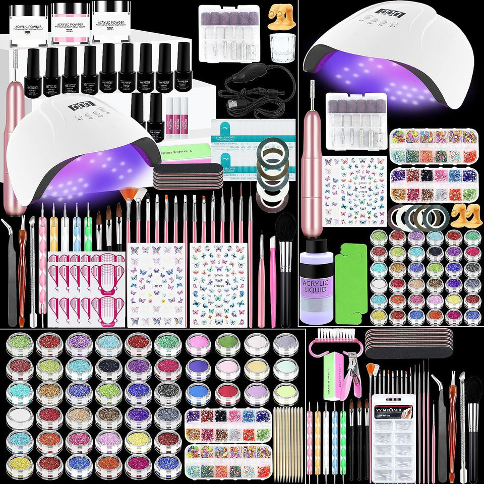 Klemon acrylic nail kit beginner set for at-home pro results and complete nail-art versatility.