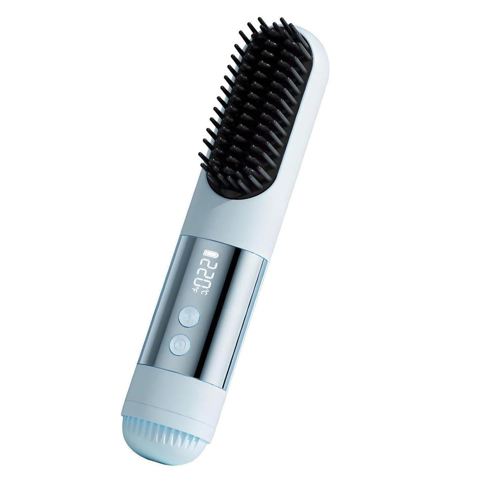 KLIFE cordless hair straightener brush for travel and quick touch-ups.