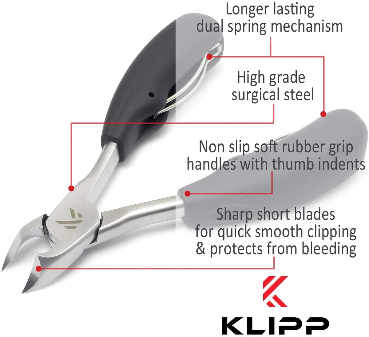 KLIPP closeup showing sharp blade edge for clean cuts.
