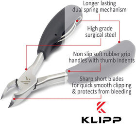 KLIPP closeup showing sharp blade edge for clean cuts.
