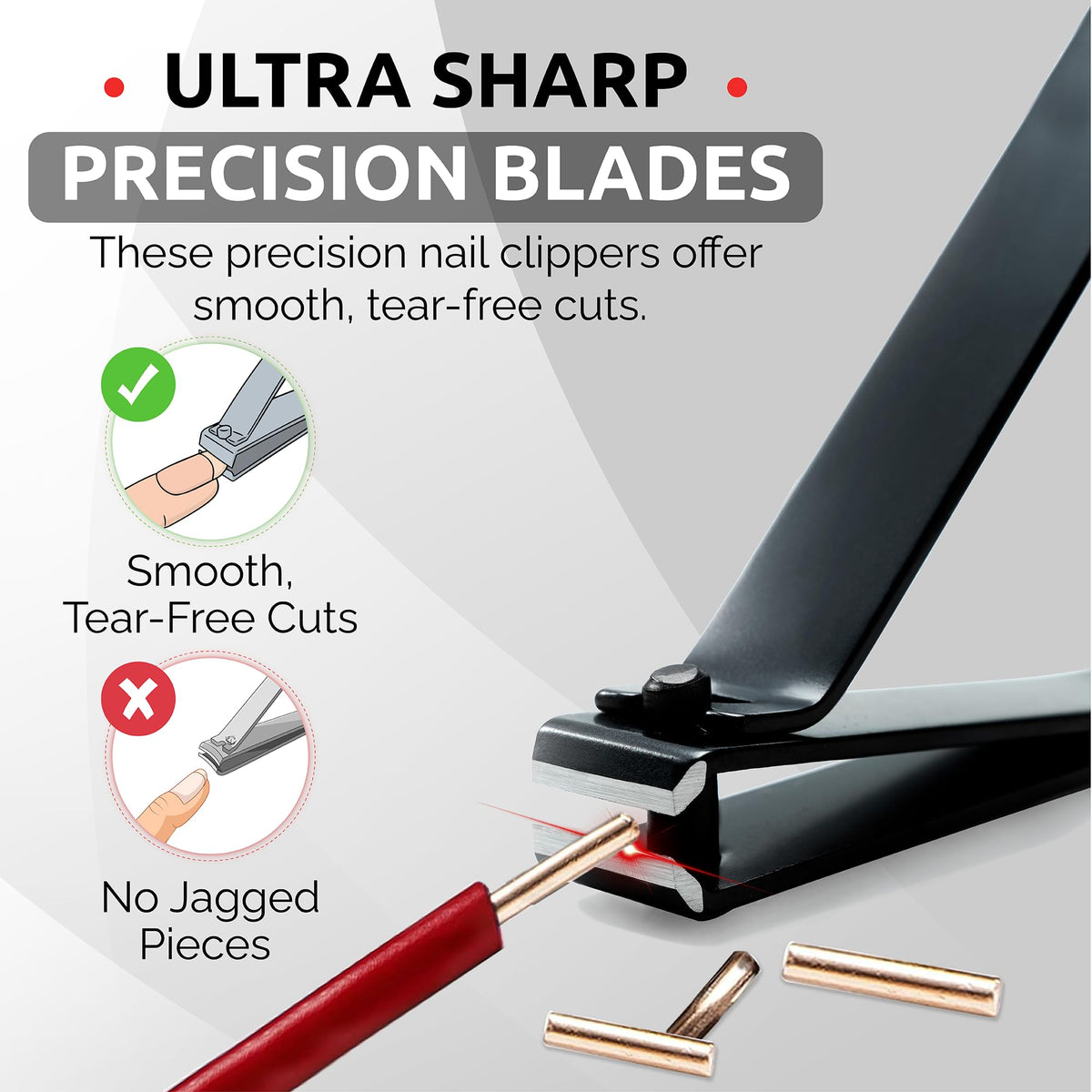 KLIPP Toe Nail Clipper with straight edge for clean toenail cuts on thick nails.