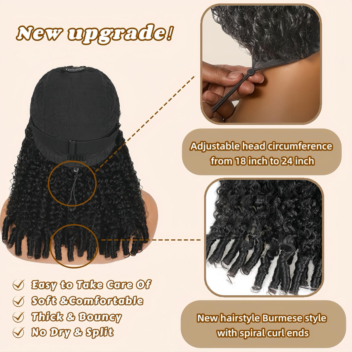 Kloiynj 200% density curly wig for fuller, bouncy curls.