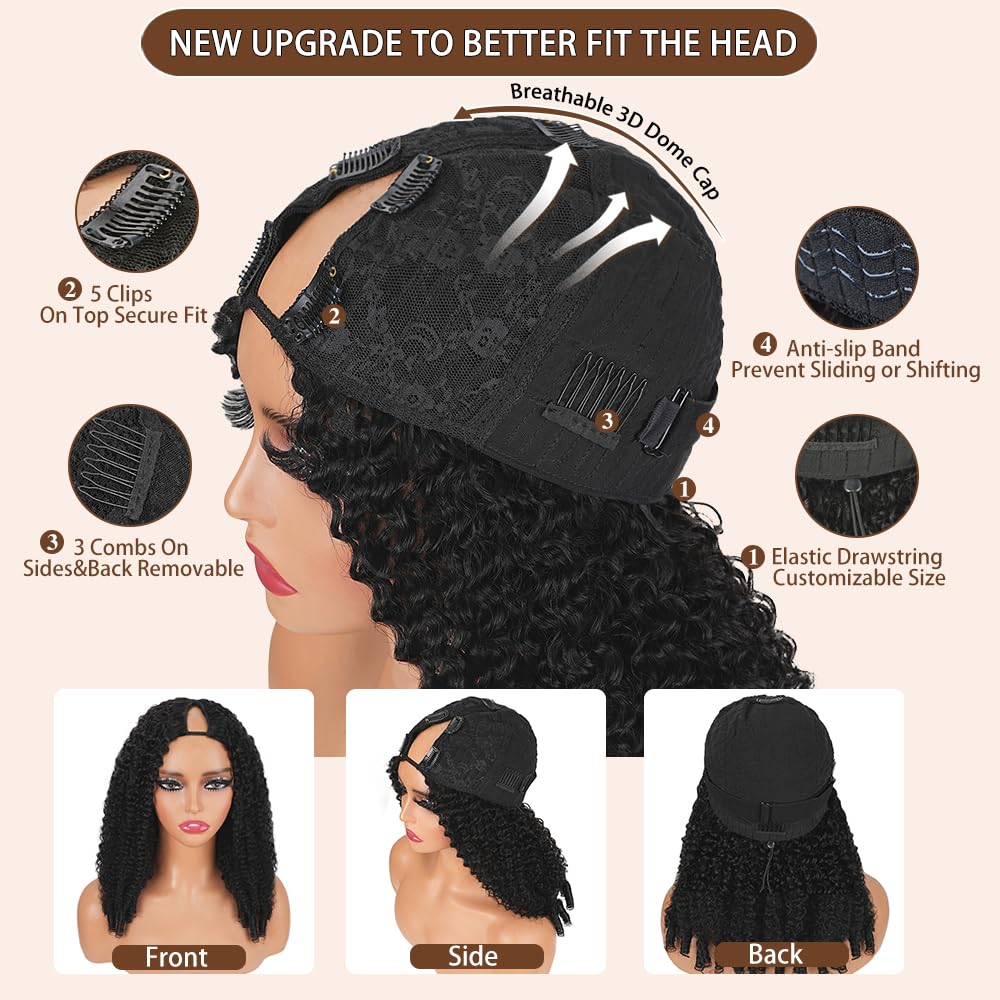 Kloiynj wig with drawstring and 3 combs for secure glueless fit.