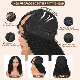 Kloiynj wig with drawstring and 3 combs for secure glueless fit.