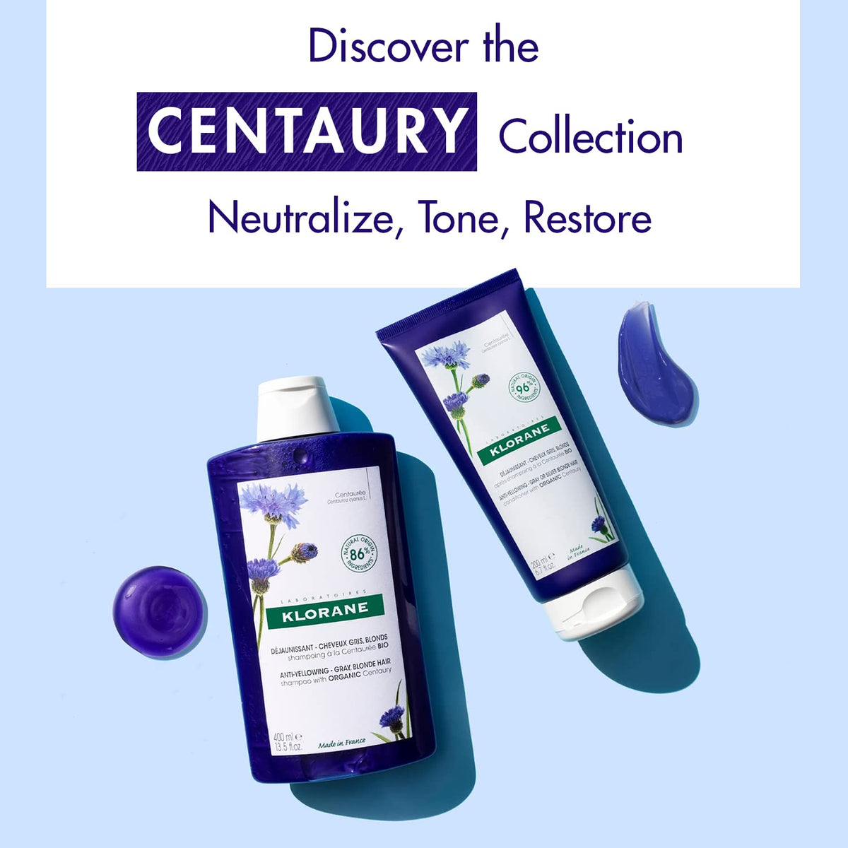 Purple conditioner neutralizing yellow and copper tones on hair