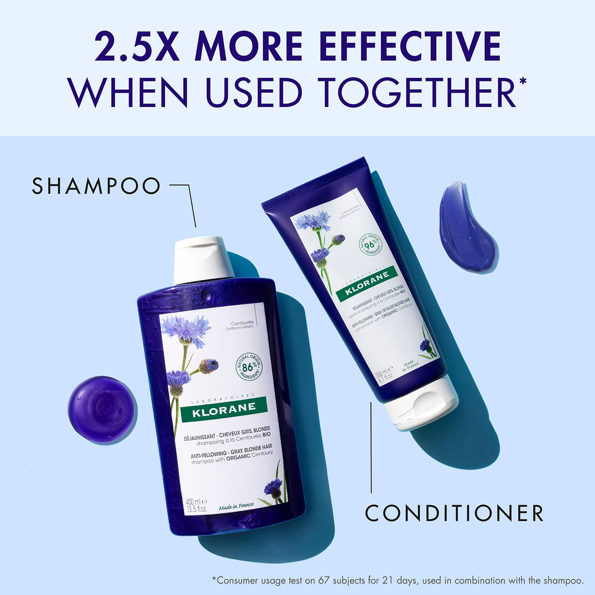 Close-up of Klorane Centaurea Purple Conditioner packaging label