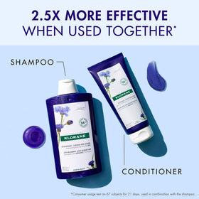 Close-up of Klorane Centaurea Purple Conditioner packaging label