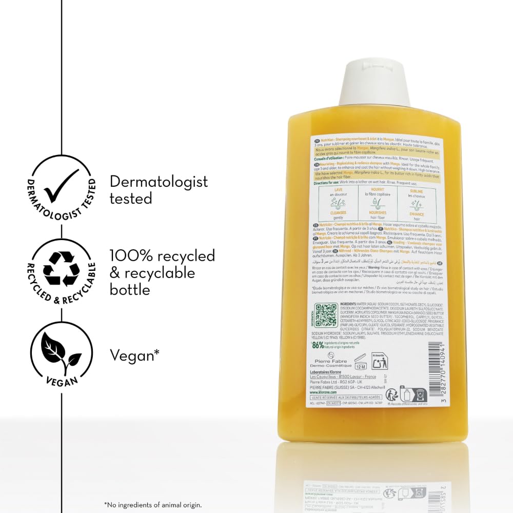 Klorane Mango Butter Shampoo creates creamy lather on strands
