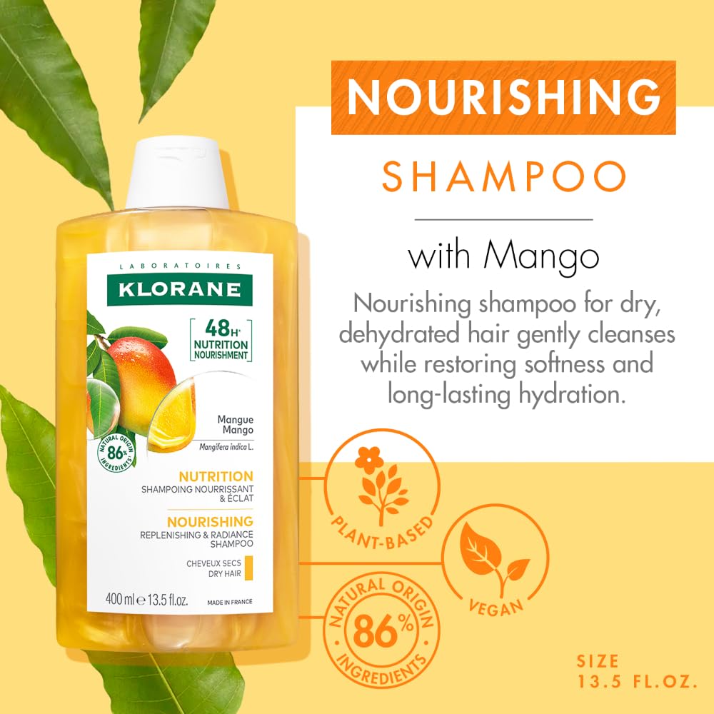 Klorane Mango Butter Shampoo lathers during gentle cleansing