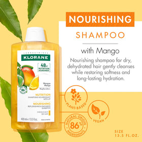 Klorane Mango Butter Shampoo lathers during gentle cleansing