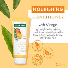 Close up of the Klorane Mango Butter conditioner pump top for easy application