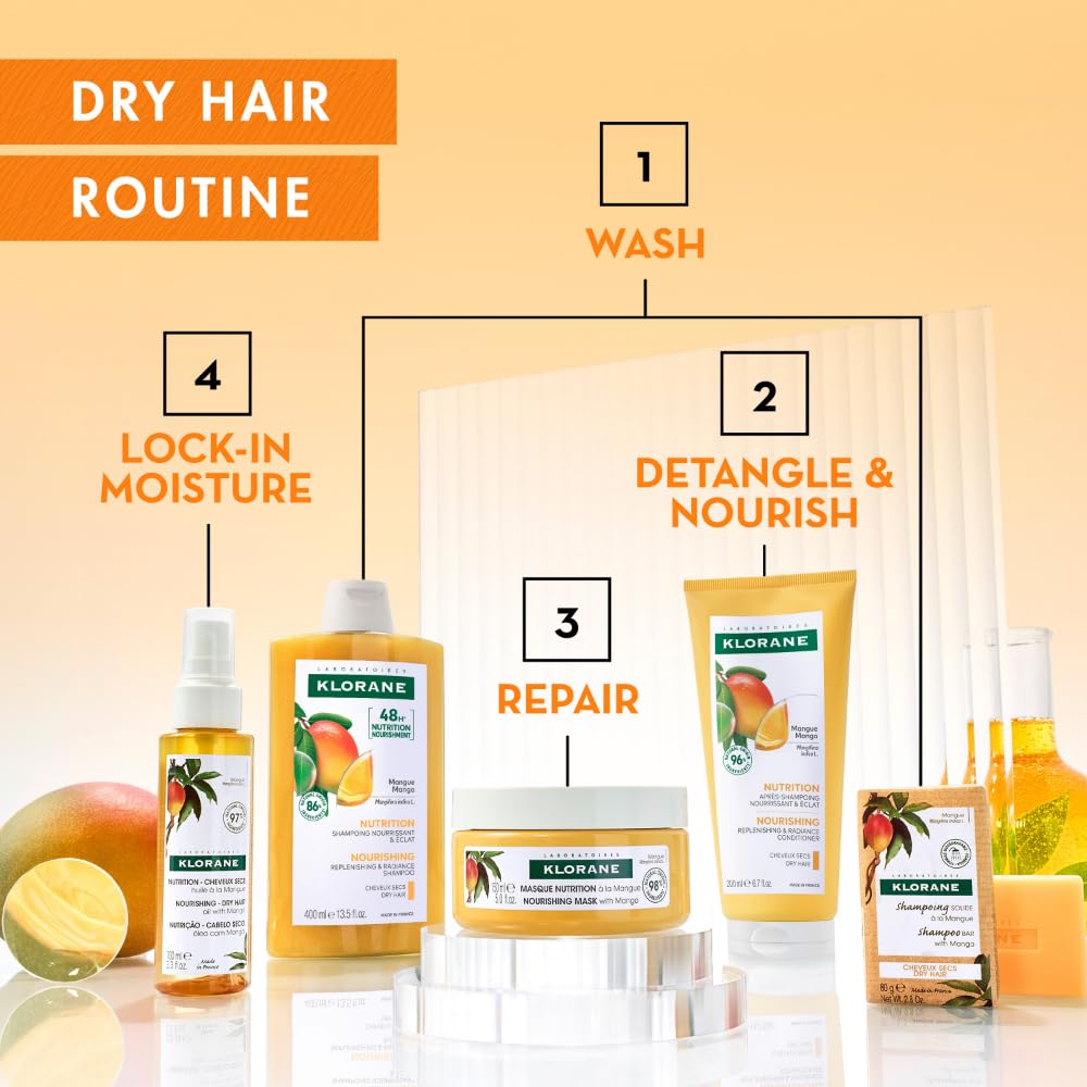 Hair with subtle shine after Klorane Mango Butter conditioner