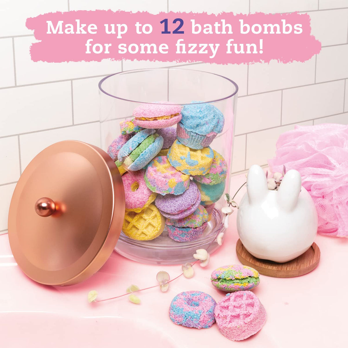 Klutz Bath Bomb Scented Bakery Kit cupcake shape creates bubbly spa vibes in the tub
