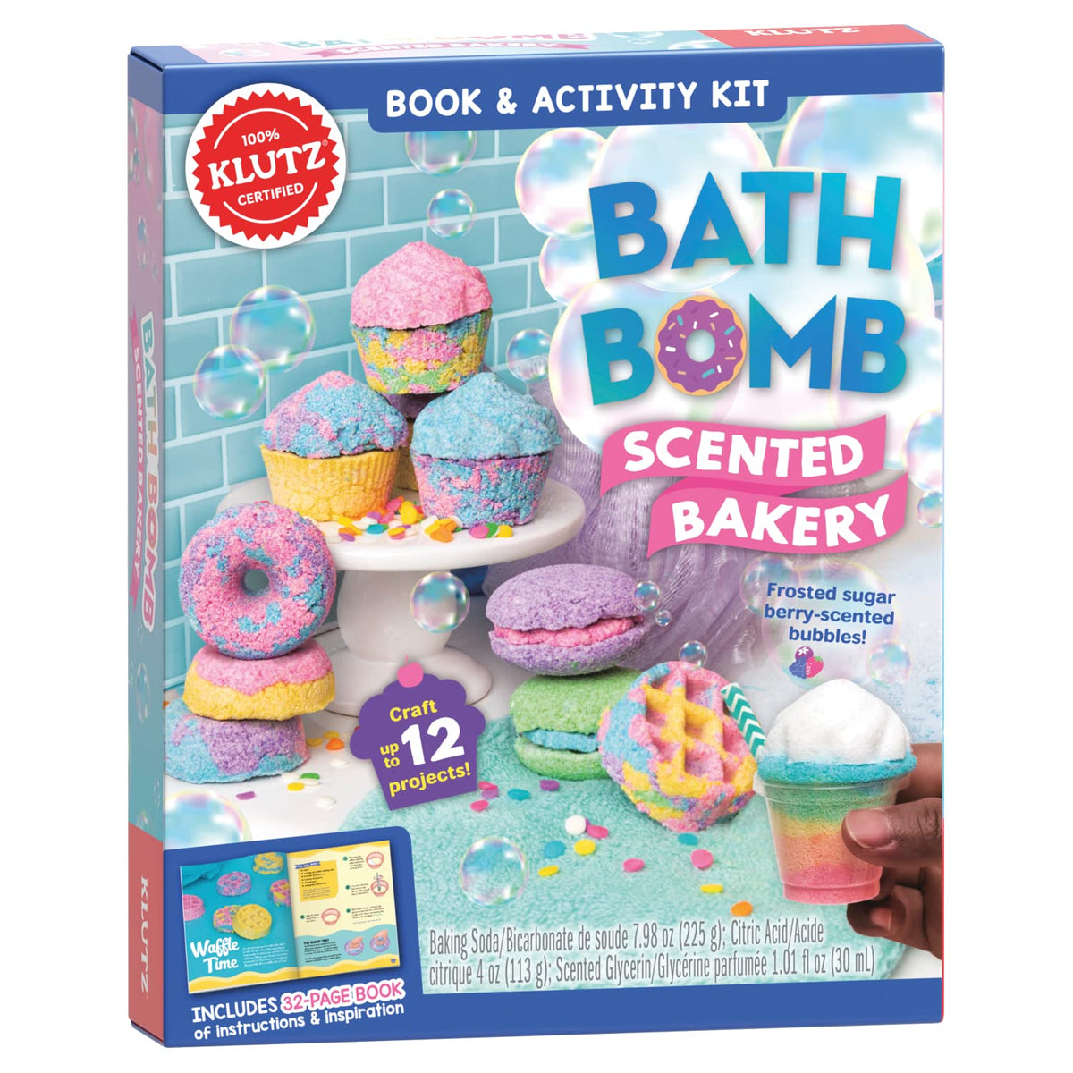 Klutz Bath Bomb Scented Bakery Kit donut shape offers fizzing bath fun and color