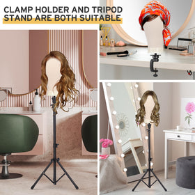 Klvied cork canvas wig head highlighting odor-free wig making