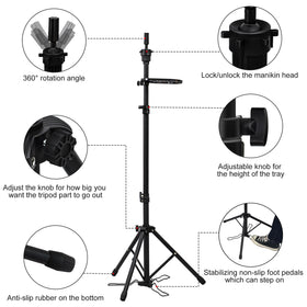 Klvied wig stand with adjustable height for diverse training setups.