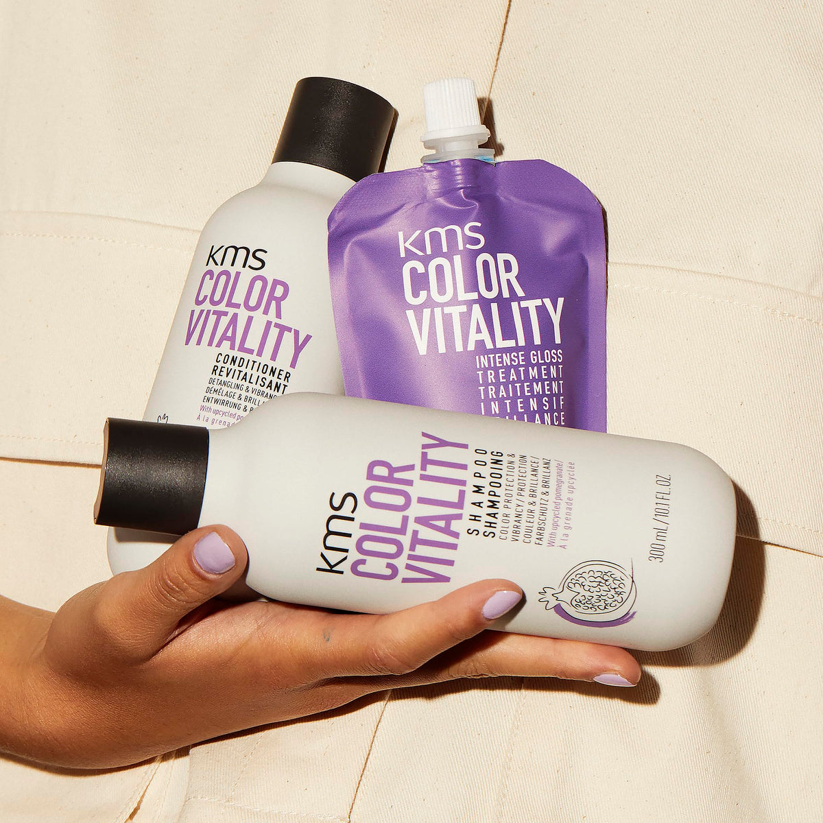 KMS ColorVitality Shampoo swatch demonstrating rich color protection
