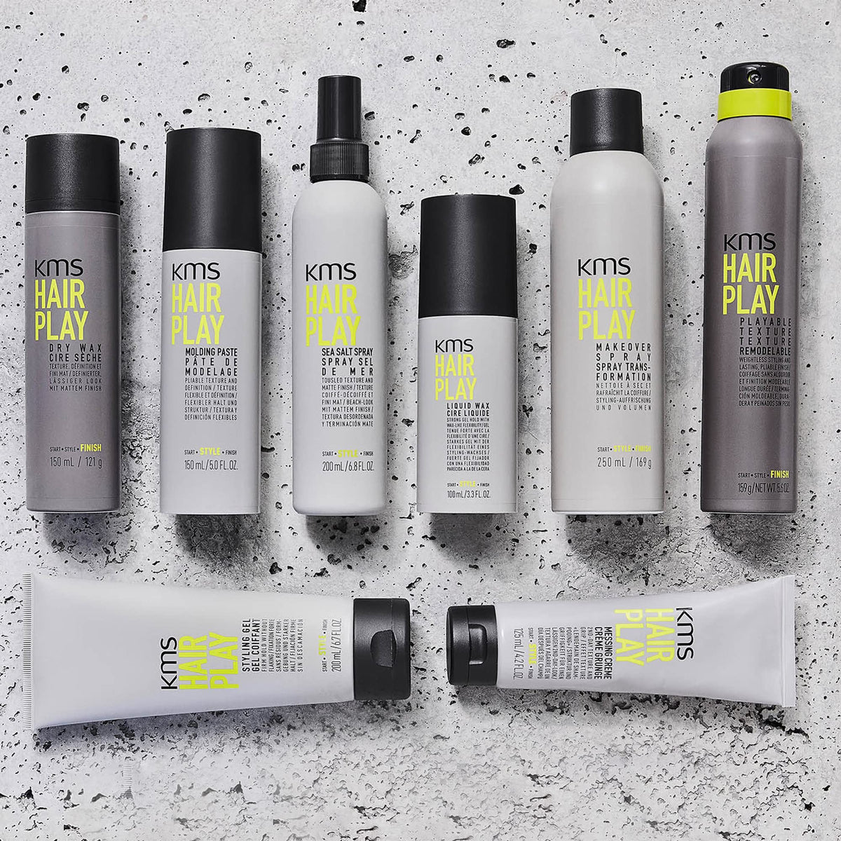 KMS Hairplay Sea Salt Spray application demonstrates easy, even distribution.