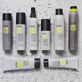 KMS Hairplay Sea Salt Spray application demonstrates easy, even distribution.