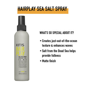 KMS Hairplay Sea Salt Spray creates natural waves on model hair.