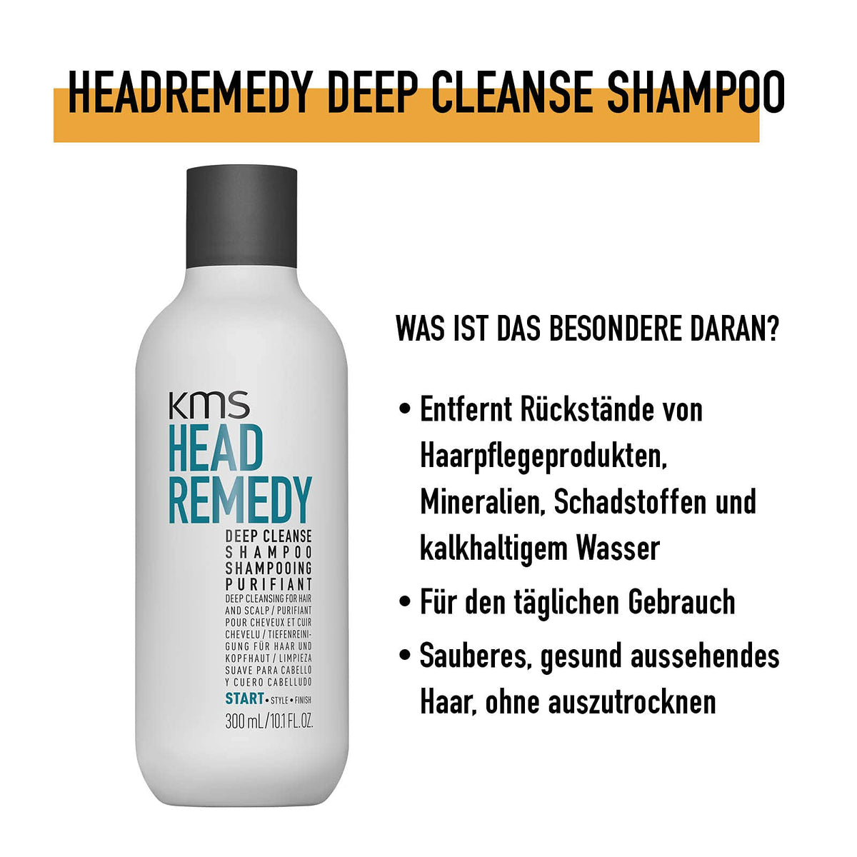 KMS Headremedy build-up removal bottle image shows residue-free cleansing for vibrant strands
