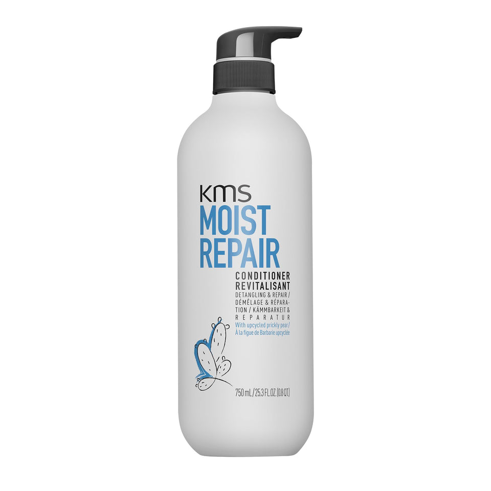 KMS MoistRepair conditioner bottle pour demonstrates smooth detangling potential