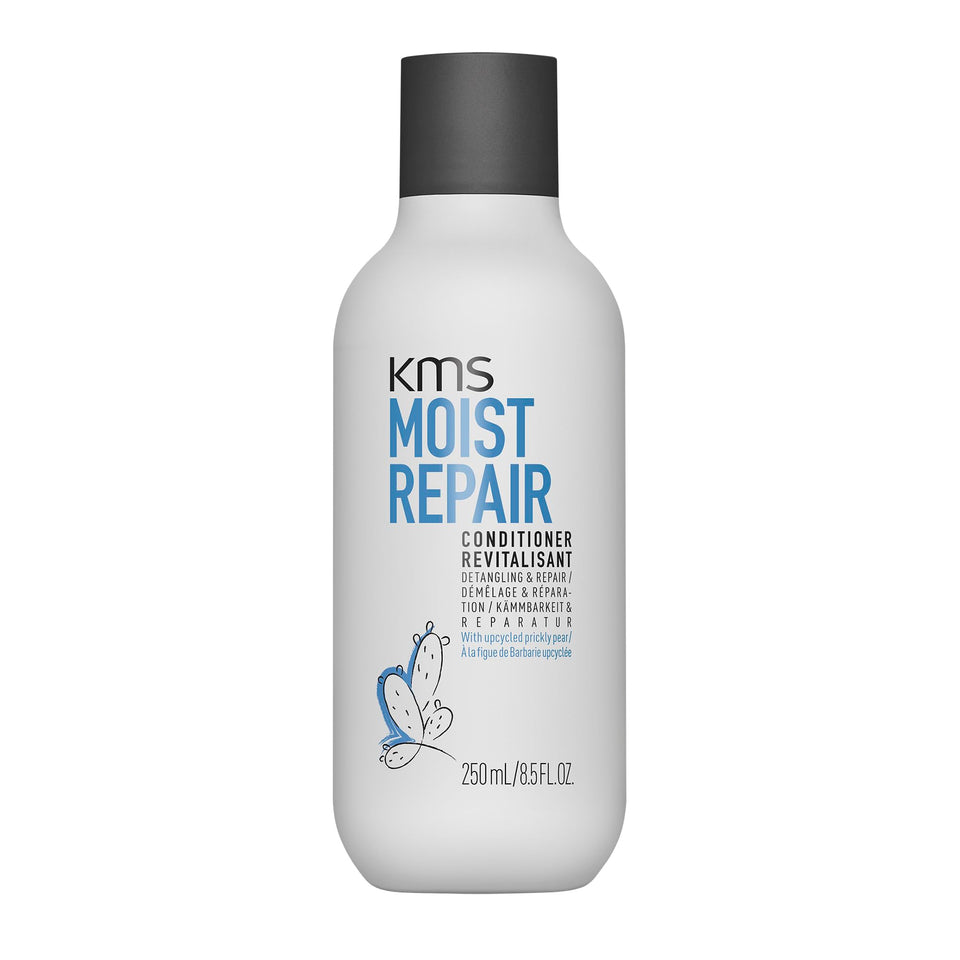 KMS MoistRepair Conditioner bottle top view, ready for a moisture-boosting routine.