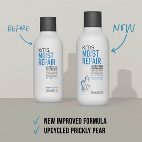 Serving suggestion showing part of a hair care routine with KMS.