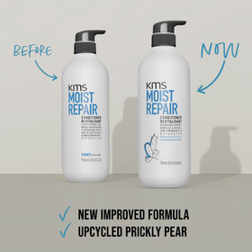 KMS MoistRepair conditioner on textured hair shows moisture and shine