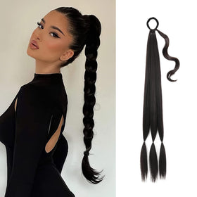 Kmzbasg 26-inch braided ponytail extension with a natural look for weddings.