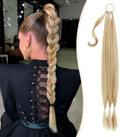 Kmzbasg 26-inch braided ponytail extension close-up, natural-looking finish for effortless daily or event styling.