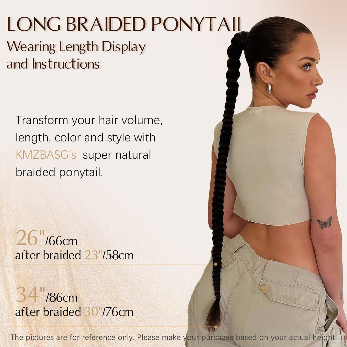 Kmzbasg 34-inch length creates dramatic ponytail options and photo-ready looks.