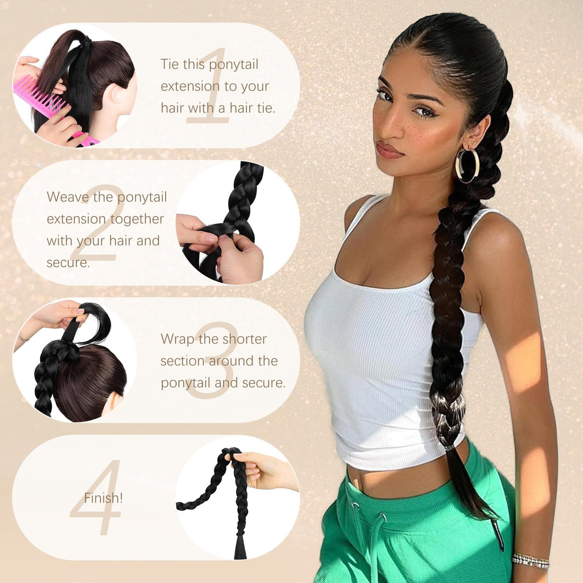 Kmzbasg lightweight ponytail weighs about 140 grams for all-day wear.