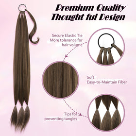 Kmzbasg long braid ponytail extension braid detail highlights textured, realistic braids