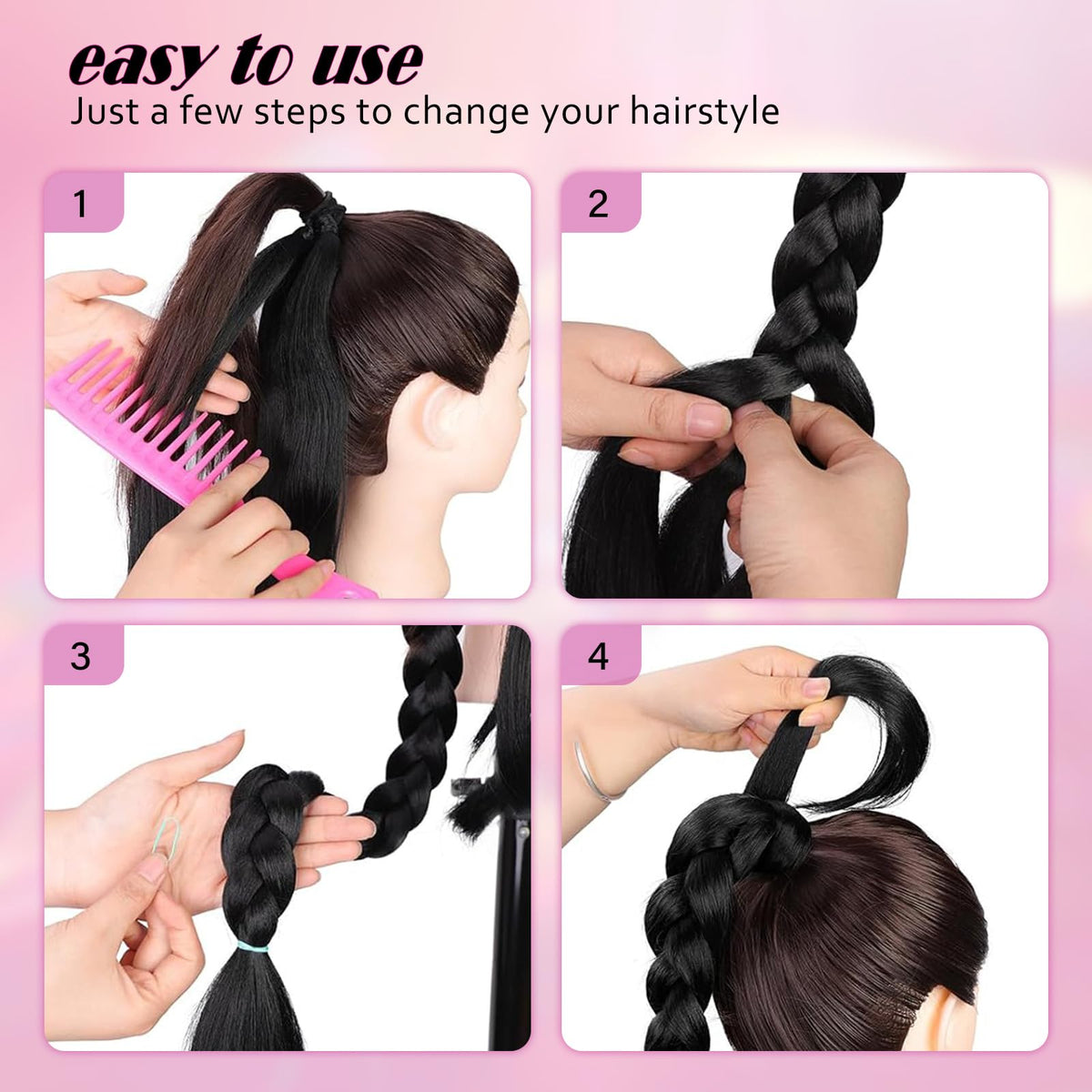 Kmzbasg long braid ponytail extension natural finish blends with many hair shades
