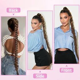 Kmzbasg long braid ponytail extension wear-on portrait ideal for everyday chic