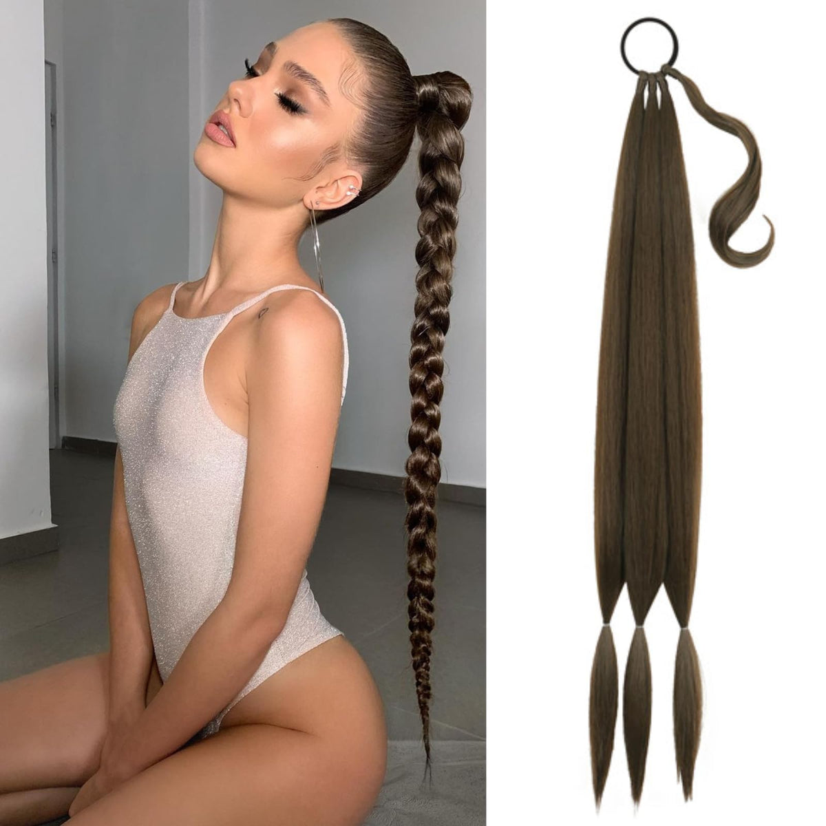 Kmzbasg long braid ponytail extension for easy wrap around styling