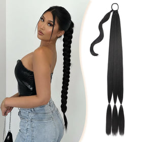 Kmzbasg long braided ponytail extension adds length and natural shine for daily wear.