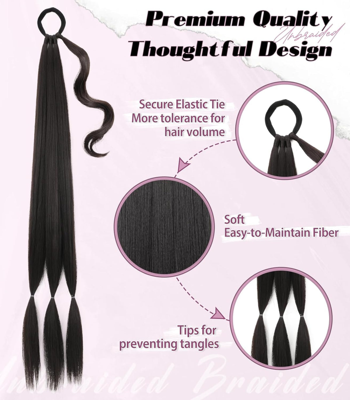 Kmzbasg ponytail extension attaches with elastic band for quick, secure styling.